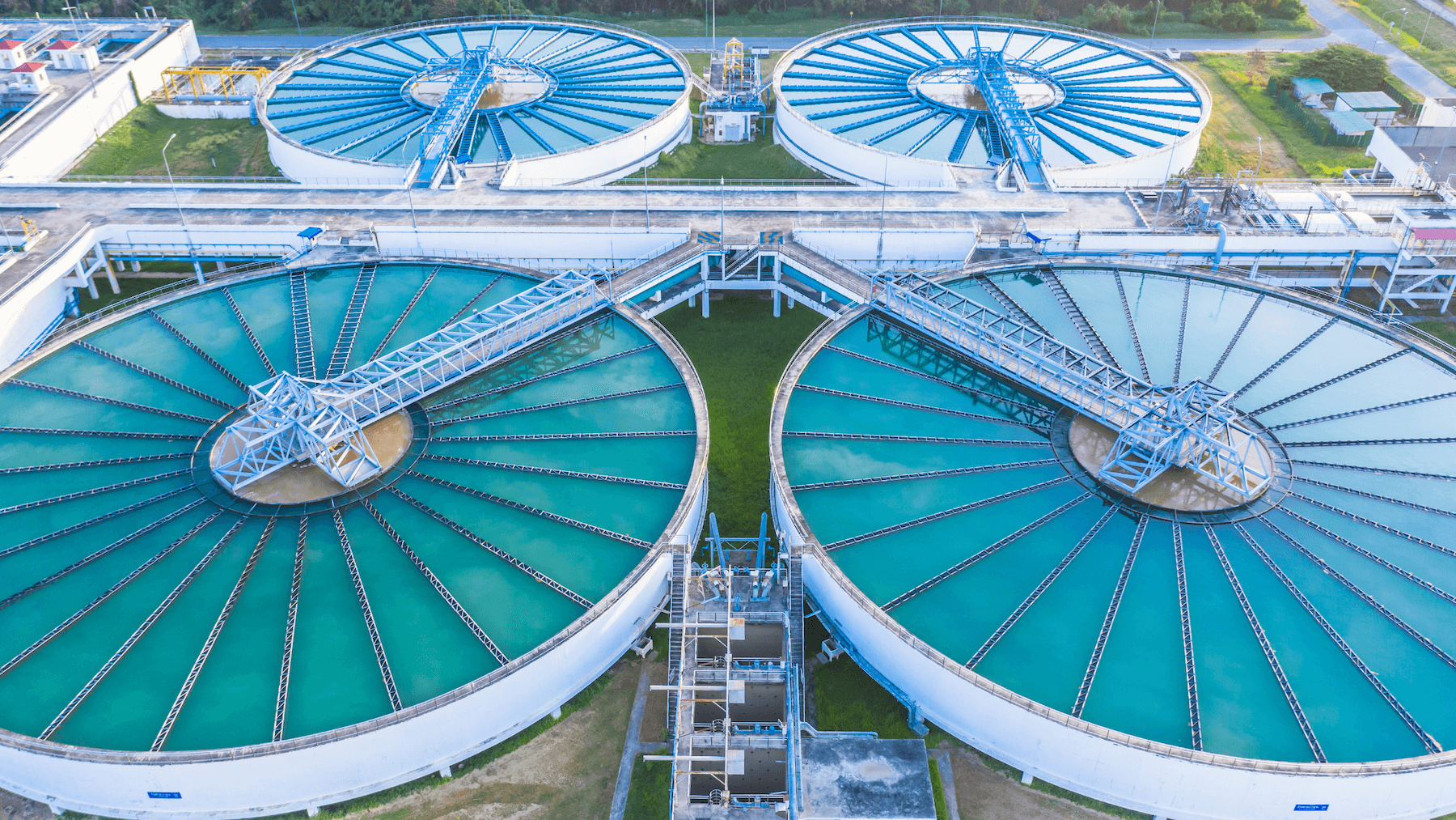 Water treatment plant top view.