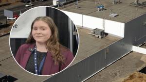 Large commercial TPO membrane roofing system on a building