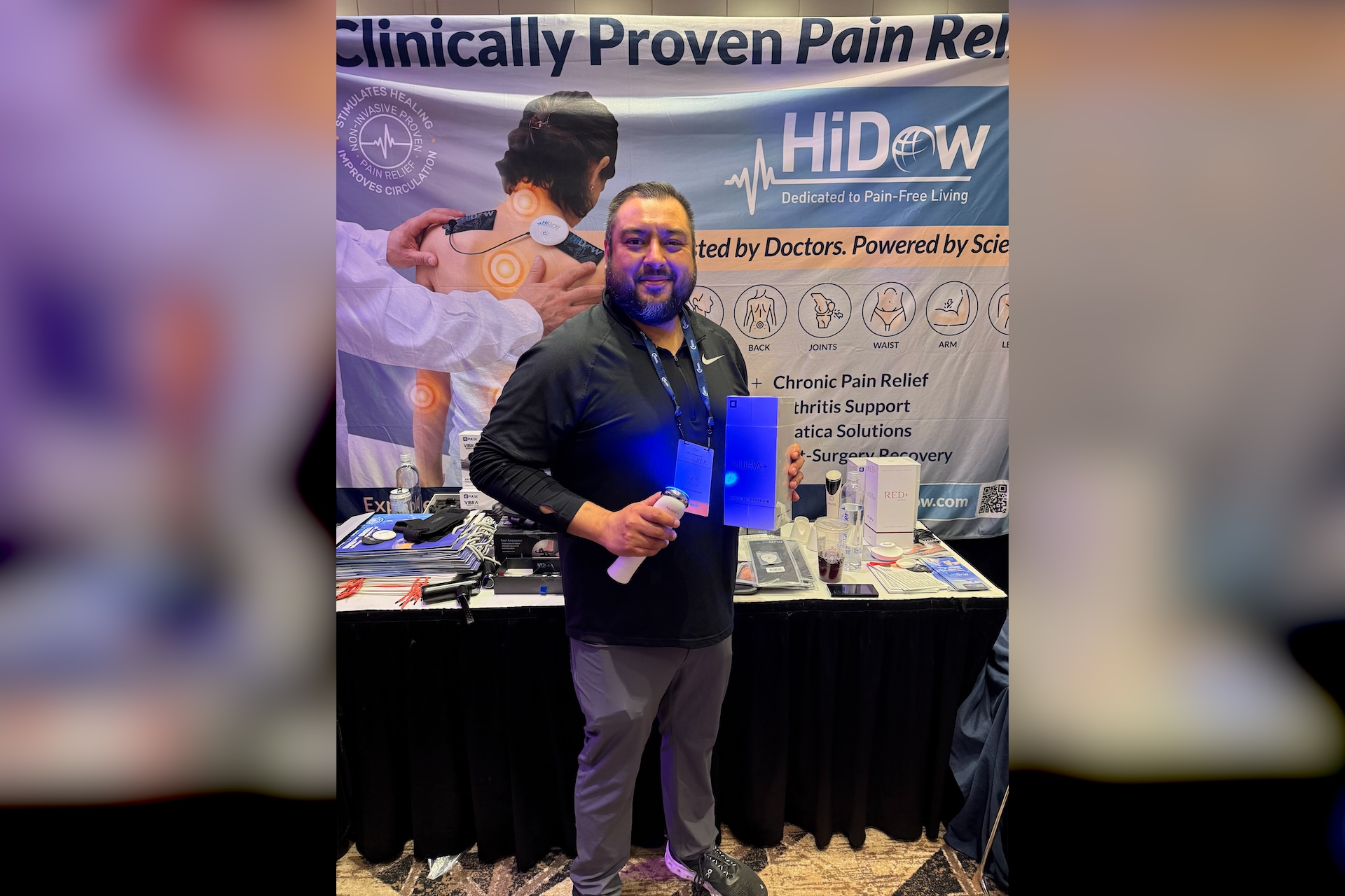 Medical device sales career inspiration — Justin, a manufacturer’s representative, at a medical device trade show booth